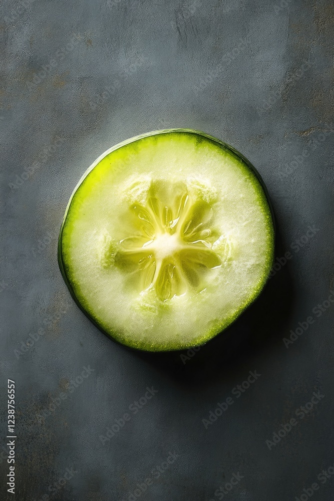 Poster a slice of cucumber cut in half, suitable for salads or snacks