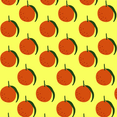vector seamless pattern with orange tangerines