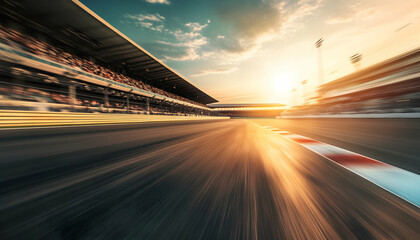 Sunset Speed: A Thrilling Race Track View
