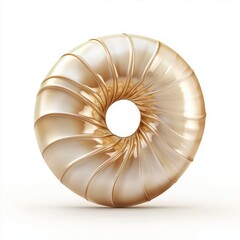 Obraz premium Glossy Nautilus Shell with a Perfect Golden Ratio Spiral, Smooth Pearlescent Finish, Isolated on White Background