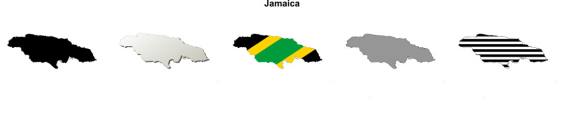 Jamaica outline map set