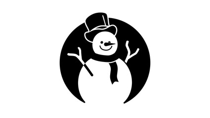 snowman symbol, black isolated silhouette