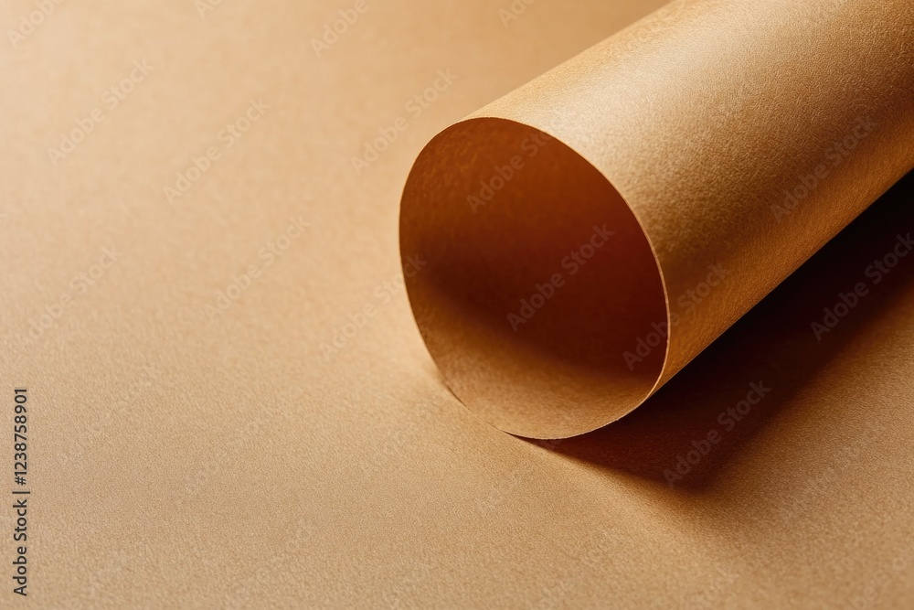 Poster a roll of brown paper sitting on a table, suitable for office or study use