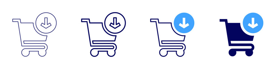 Add to cart icon in 4 different styles. Thin Line, Line, Bold, and Bold Line. Duotone style. Editable stroke