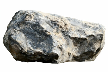 Grey Boulder Isolated on White Background