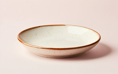 Elegant Speckled Cream Pasta Bowl on Pink Background
