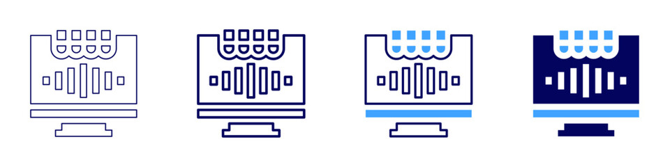 Fast online shopping icon in 4 different styles. Thin Line, Line, Bold, and Bold Line. Duotone style. Editable stroke