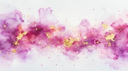 Naklejka premium Abstract Pink and Gold Watercolor Wash Art Painting Background
