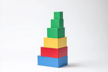 Naklejka premium Colorful blocks stacked in ascending pyramid shape.