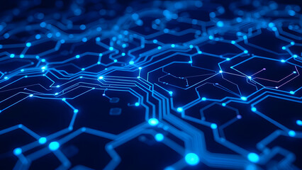 Obraz premium Futuristic blue digital light patterns form a tech-inspired web background