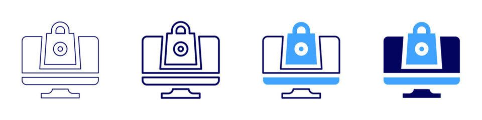 New online store launches icon in 4 different styles. Thin Line, Line, Bold, and Bold Line. Duotone style. Editable stroke