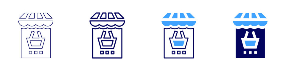 Online shopping apps icon in 4 different styles. Thin Line, Line, Bold, and Bold Line. Duotone style. Editable stroke