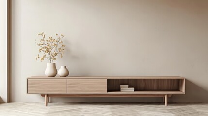 Modern interior mockup featuring a sleek TV cabinet.