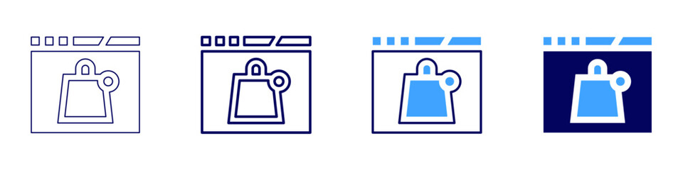 Online shopping clothes icon in 4 different styles. Thin Line, Line, Bold, and Bold Line. Duotone style. Editable stroke