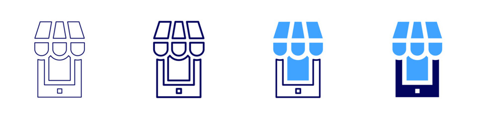 Online shopping fraud icon in 4 different styles. Thin Line, Line, Bold, and Bold Line. Duotone style. Editable stroke