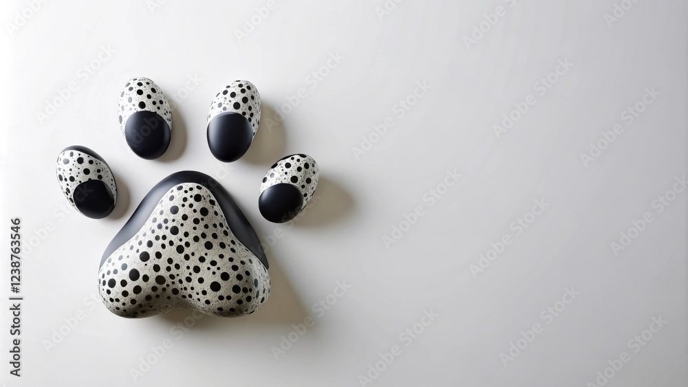 Aufkleber stylized paw print with abstract spots on white background