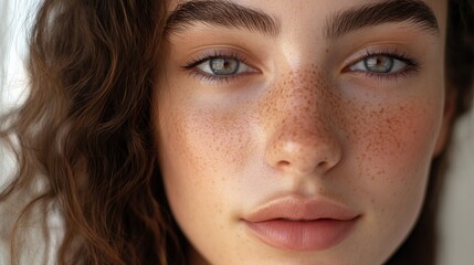 Fototapeta premium Young Woman with Combination Skin Showing Matte and Oily Sides