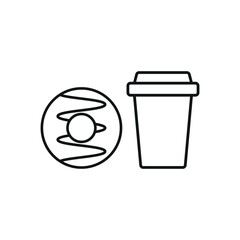 Drink and doughnut set food icon represents a classic snack combo, perfect for café menus, bakery designs, and breakfast-themed illustrations.