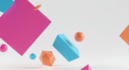 Abstract Geometric Shapes Colorful 3D Render Background Design