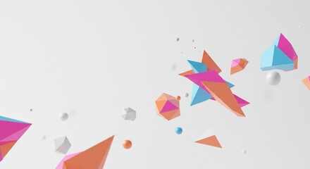 Abstract 3D Geometric Shapes Colorful Low Poly Design Background