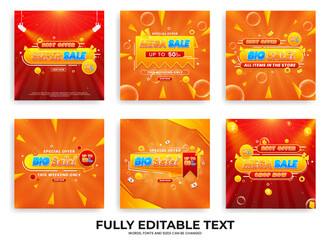 Collection of sale discount promo banner template. Set of flash sale, big sale, super sale, and mega sale discount promos spotlights and an abstract realistic background