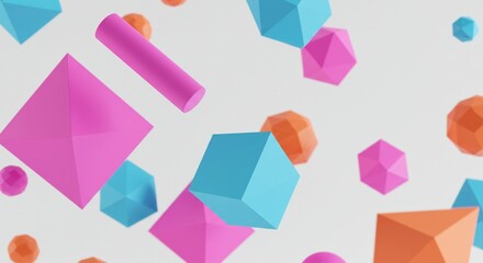 Colorful Geometric Shapes Falling Abstract Background