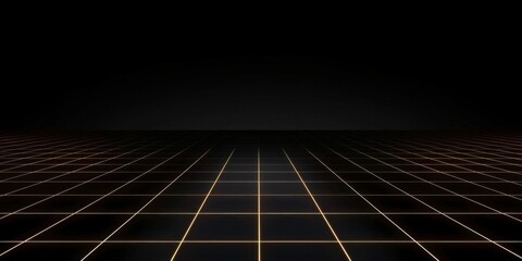 A deep black surface with minimalist, glowing grid lines, Luminous and structured composition