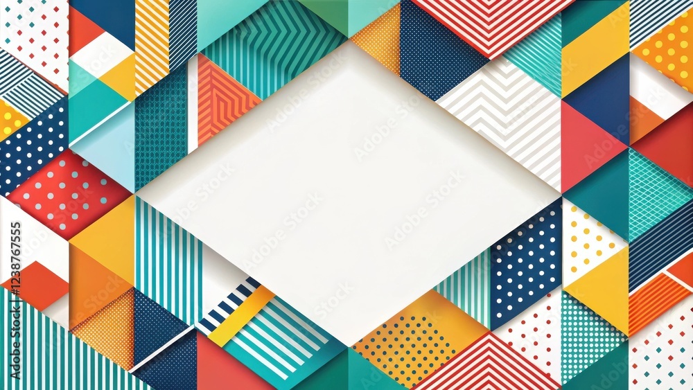 Leinwandbilder vibrant geometric pattern design with central blank space for text or image