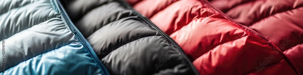 Poster Close up view of a quilted jacket with intricate stitching and texture