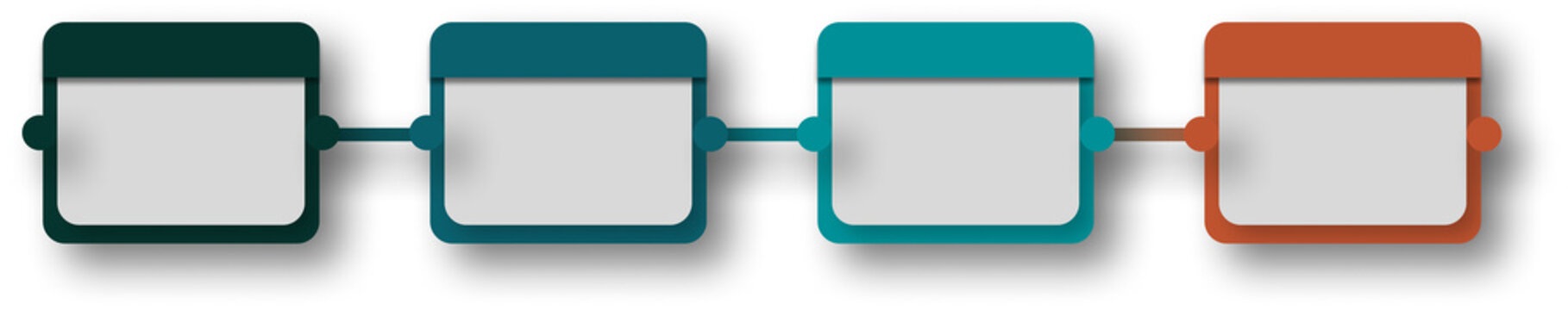 Timeline graphic art, green and orange gradient, four phases.	