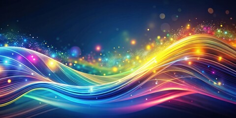 Fototapeta premium Abstract Colorful Wave Energy Flow with Sparkling Lights