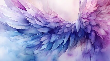 Obraz premium Watercolor Painting of Delicate Purple and Blue Wings