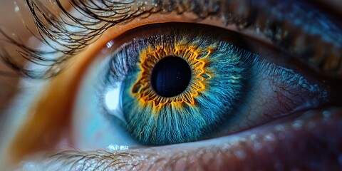 Close up of eye with detailed pupil and iris.