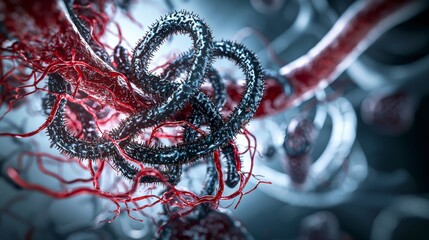 Infectious blood flukes schistosoma under microscope laboratory setting scientific image close-up view health research