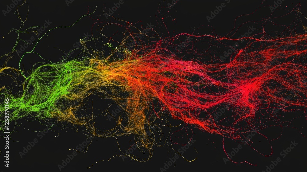 Poster vivid abstract visual representing shadows and illuminating data waves