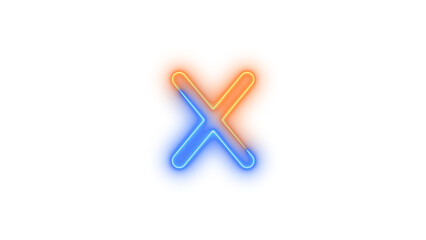 Neo x icon blue brown color glowing with transparent background