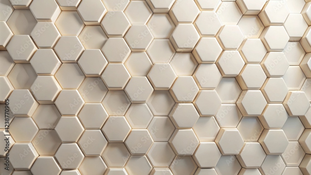 Leinwandbilder Abstract Background of Three-Dimensional Hexagonal Shapes in Cream Color