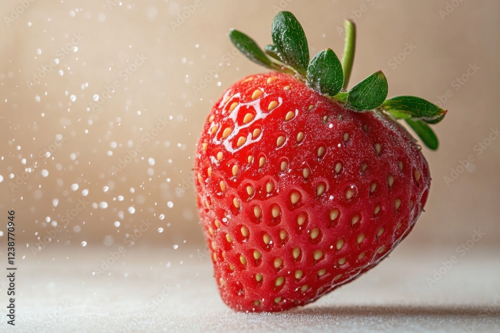 Canvas Prints A Single Ripe Strawberry Sprinkled With Sugar