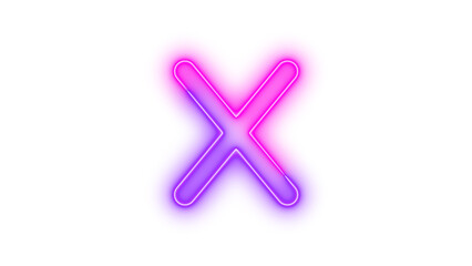 Obraz premium Neo x icon pink purple color glowing with transparent background