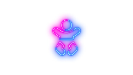 Neon baby icon blue pink color glowing with transparent background