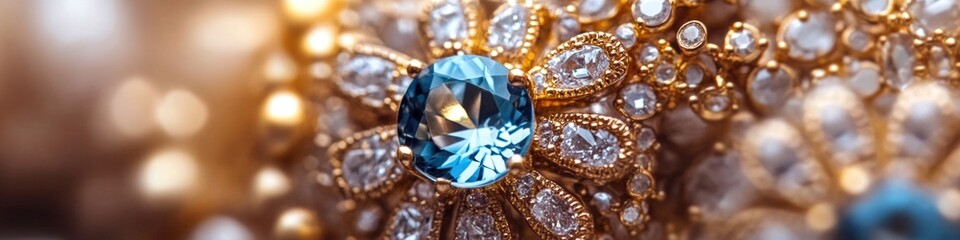 Fototapeta premium A close-up view of a beautiful necklace featuring a blue stone