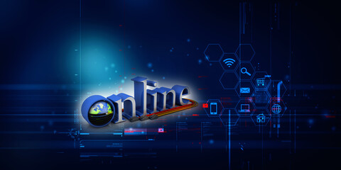 3d rendering Fiber optical cable detail with online work