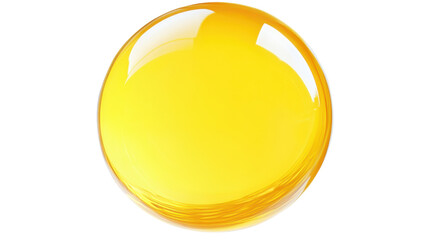 Bright yellow sphere reflecting light on transparent background