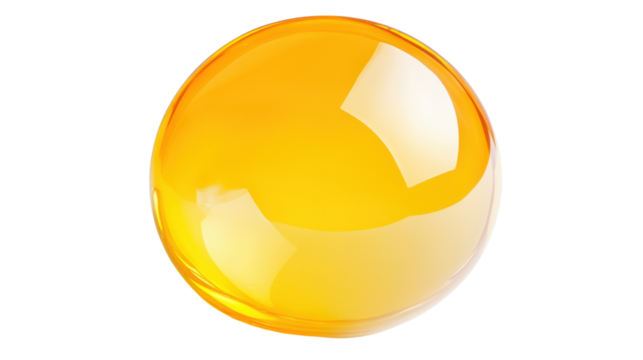 Bright yellow sphere shining on transparent background