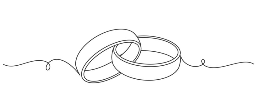 Pair of Wedding ring line art style vector illustration