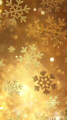 Golden Snowflakes Winter Background