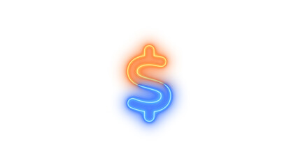 Obraz premium Neon dollar sign icon blue brown color glowing with transparent background