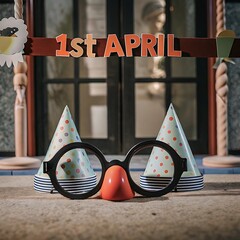 1st April Fools Day with a head clown, Be careful and avoid being fooled.