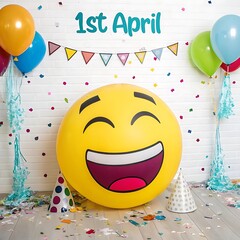 1st April Fools Day with a head clown, Be careful and avoid being fooled.