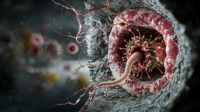 An educational diagram of taenia solium parasitic infection human body infographic microscopic view science awareness